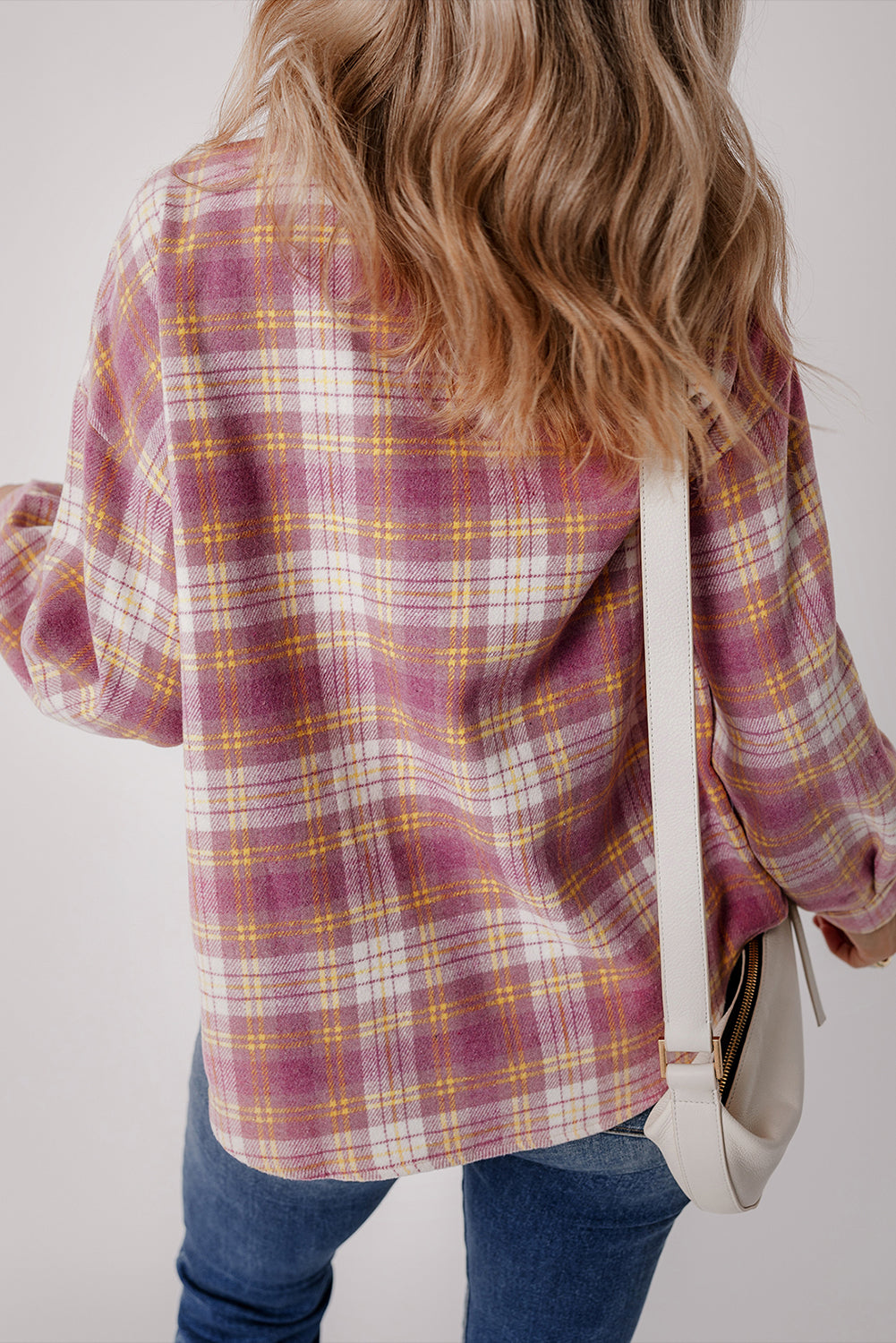 Jovelyn | Giacca camicia a quadri rosa casual chic