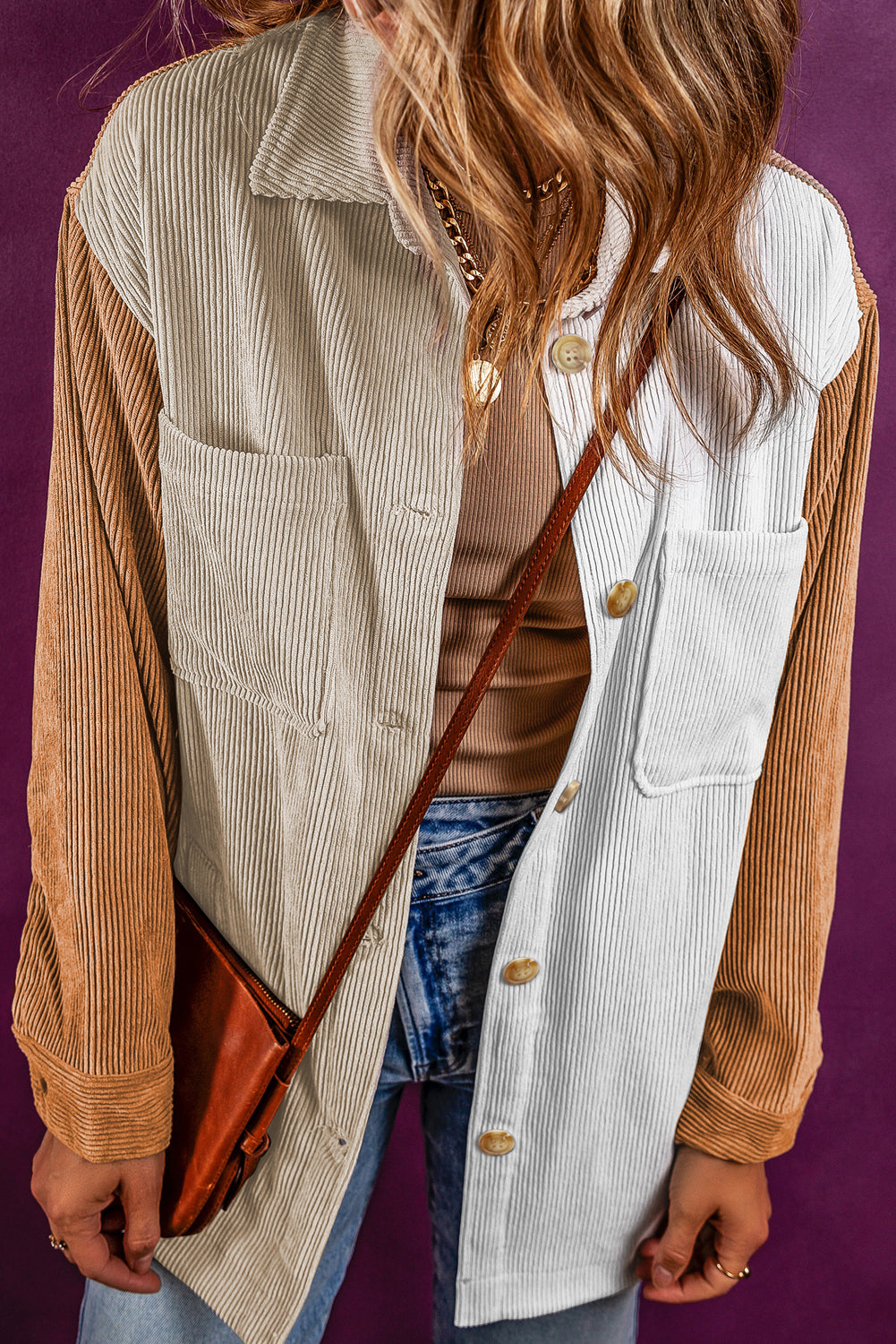 Madoka | Giacca classica in velluto a coste oversize multicolore
