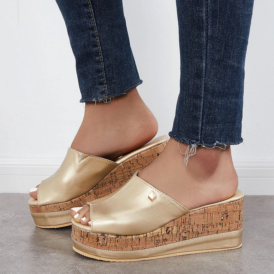 Shannon - Comodi sandali stringati con suola in sughero Scarpe da piattaforma