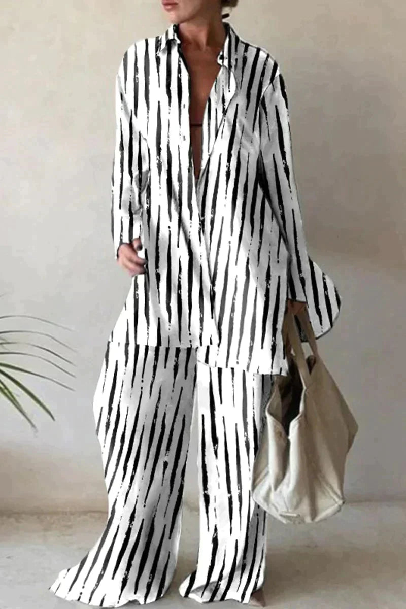 Elegante set di pantaloni e camicia in lino - irlandese