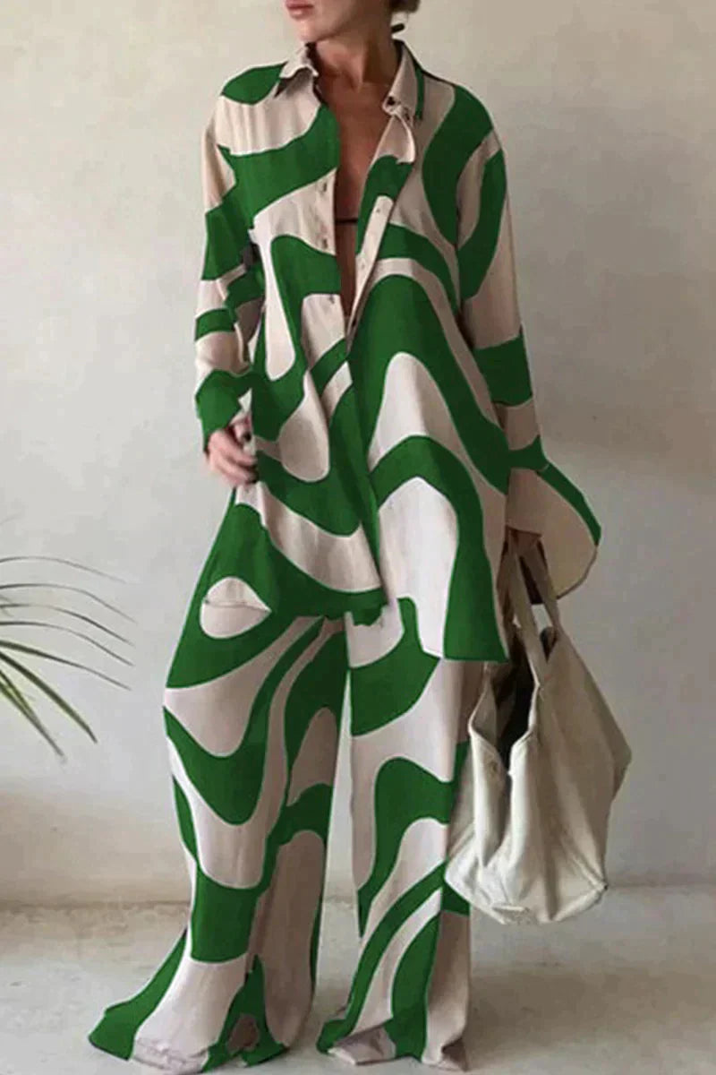 Elegante set di pantaloni e camicia in lino - irlandese