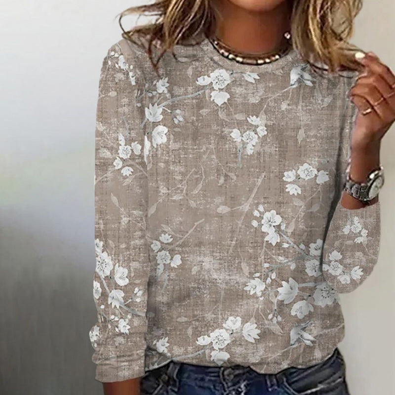 Quinlai | Maglia da donna con stampa floreale e scollo rotondo | Maniche lunghe