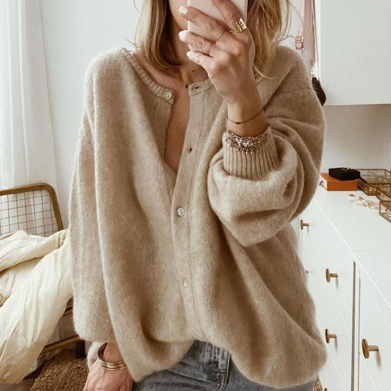Sorenia | Cardigan donna a tutto tondo | Marrone