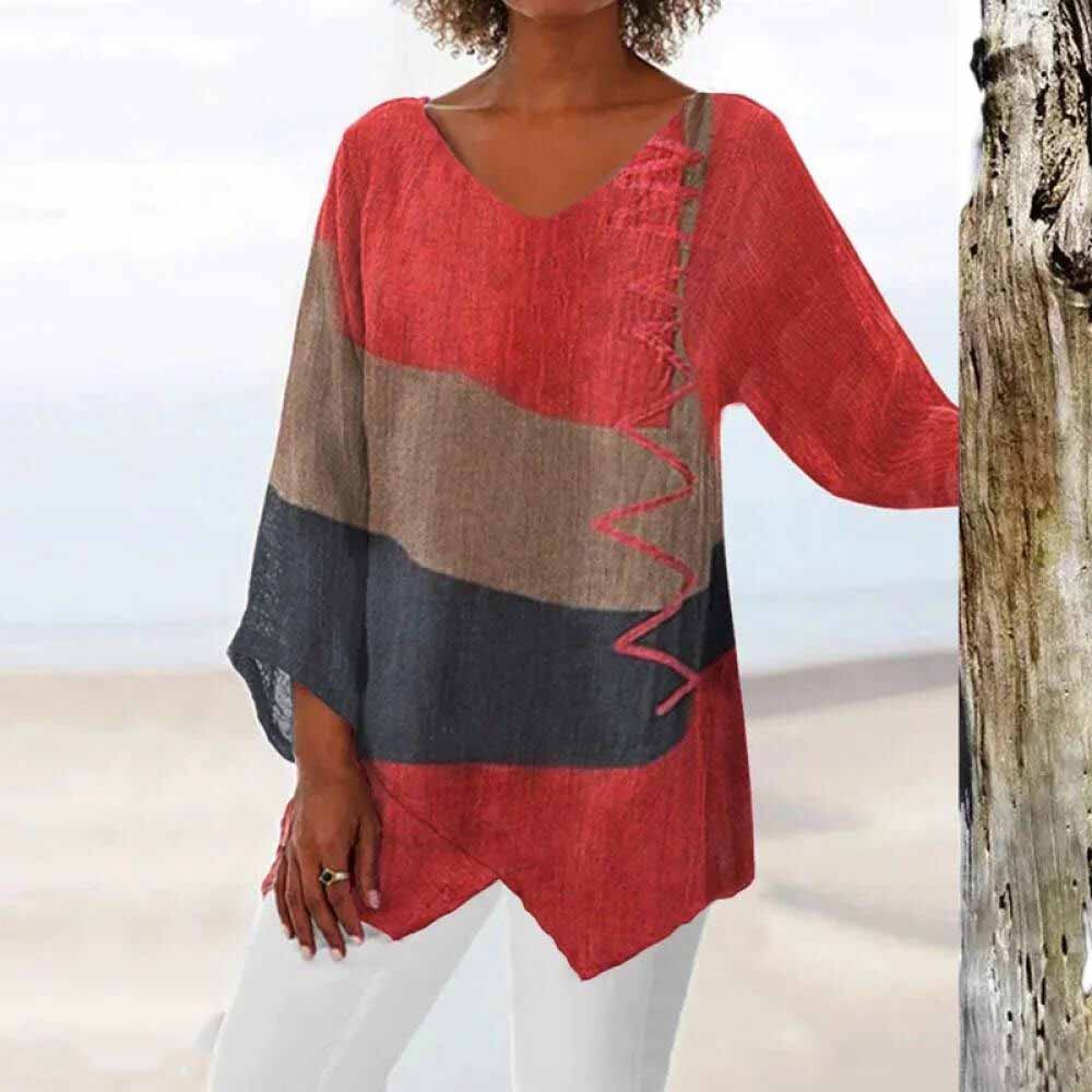 Laryssa - Camicia tricolore alla moda per donna