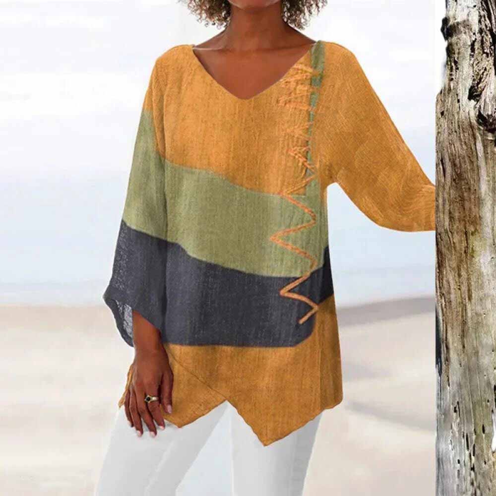Laryssa - Camicia tricolore alla moda per donna