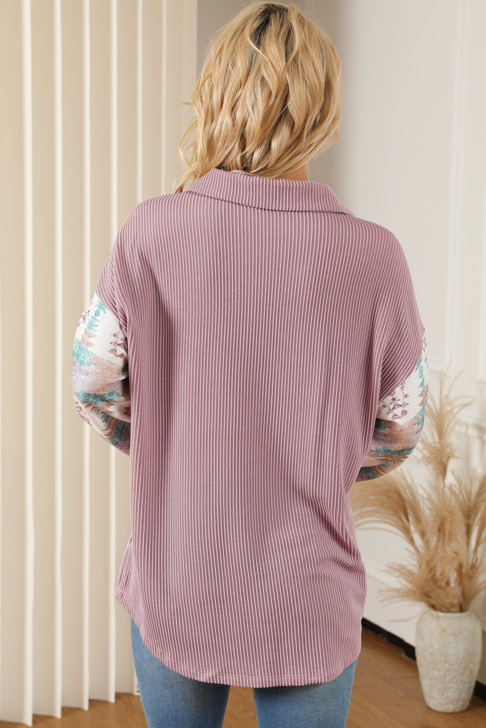 Aureen | Giacca camicia in velluto a coste rosa Boho