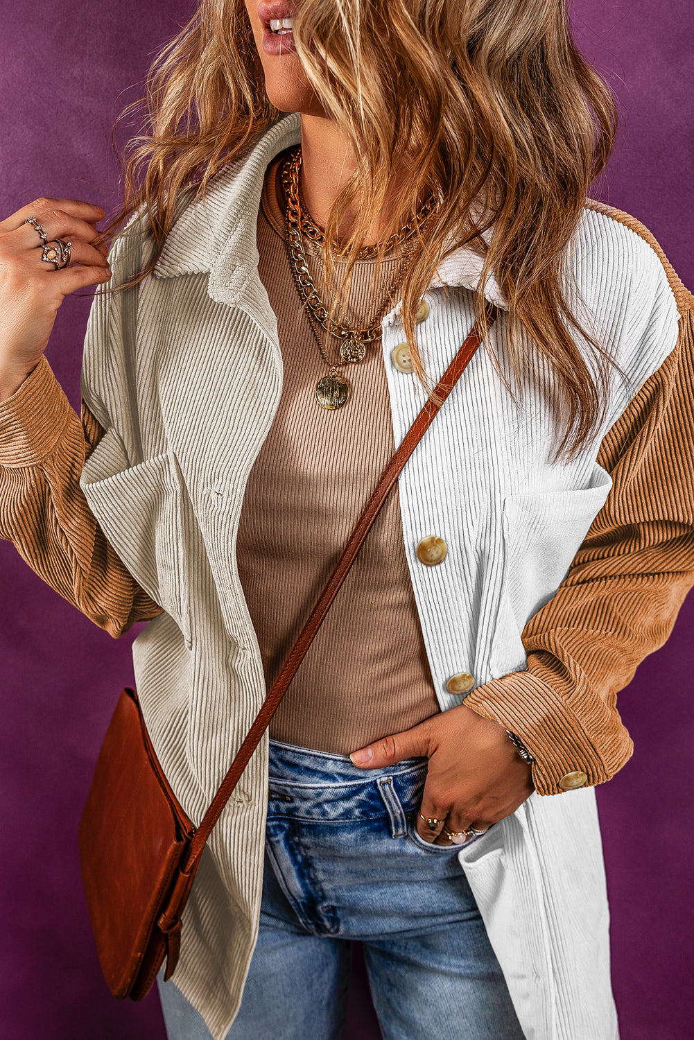 Madoka | Giacca classica in velluto a coste oversize multicolore