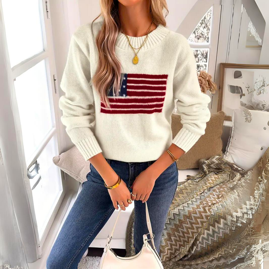 Camilla - Elegante maglione America lavorato a maglia da donna