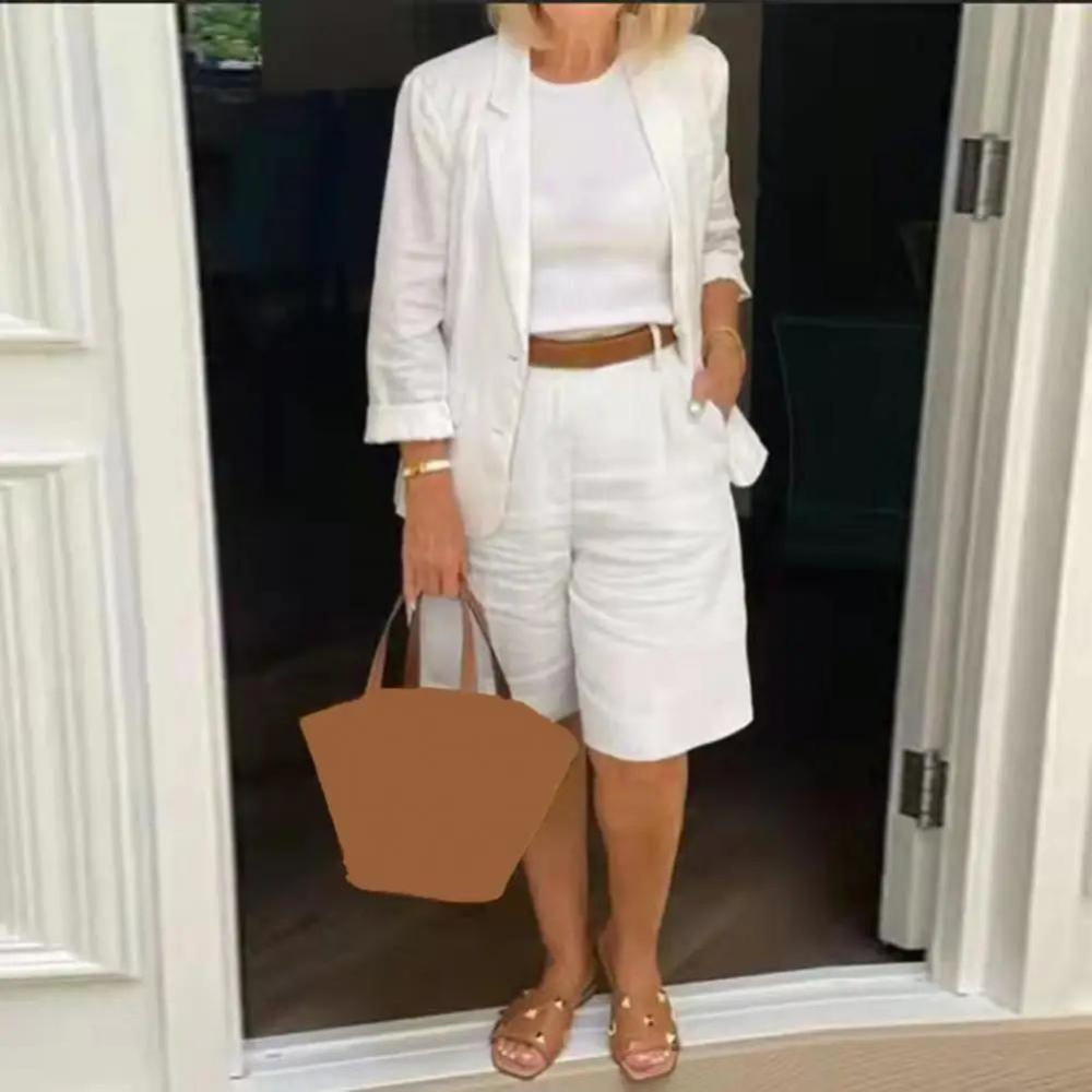 Amelie - Blazer di lusso e pantaloni corti da donna in cotone