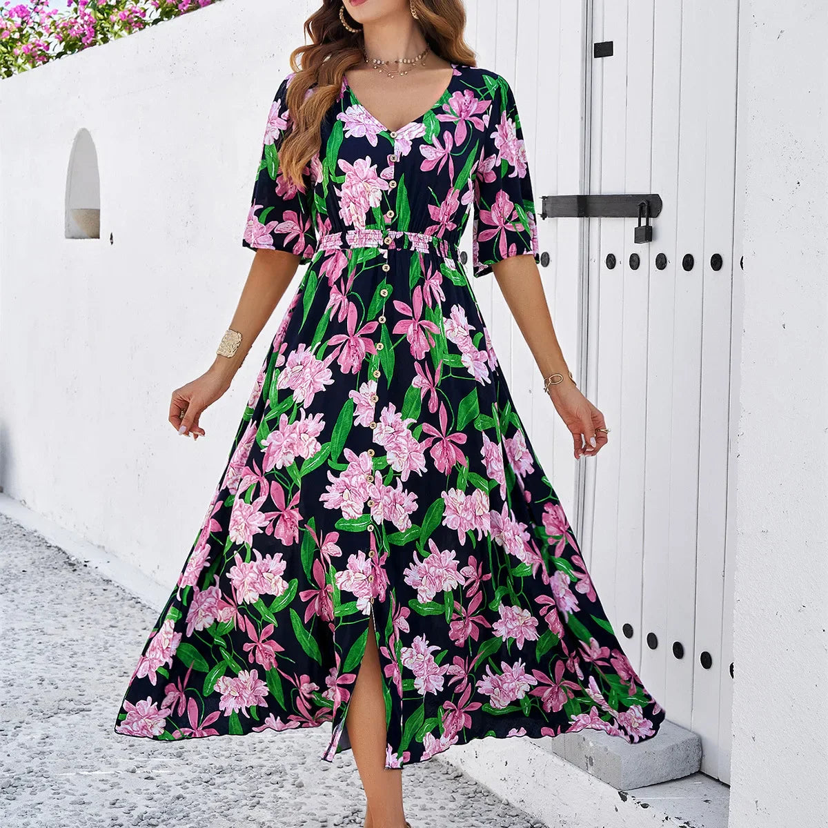 Astrid - Abito elegante con stampa floreale