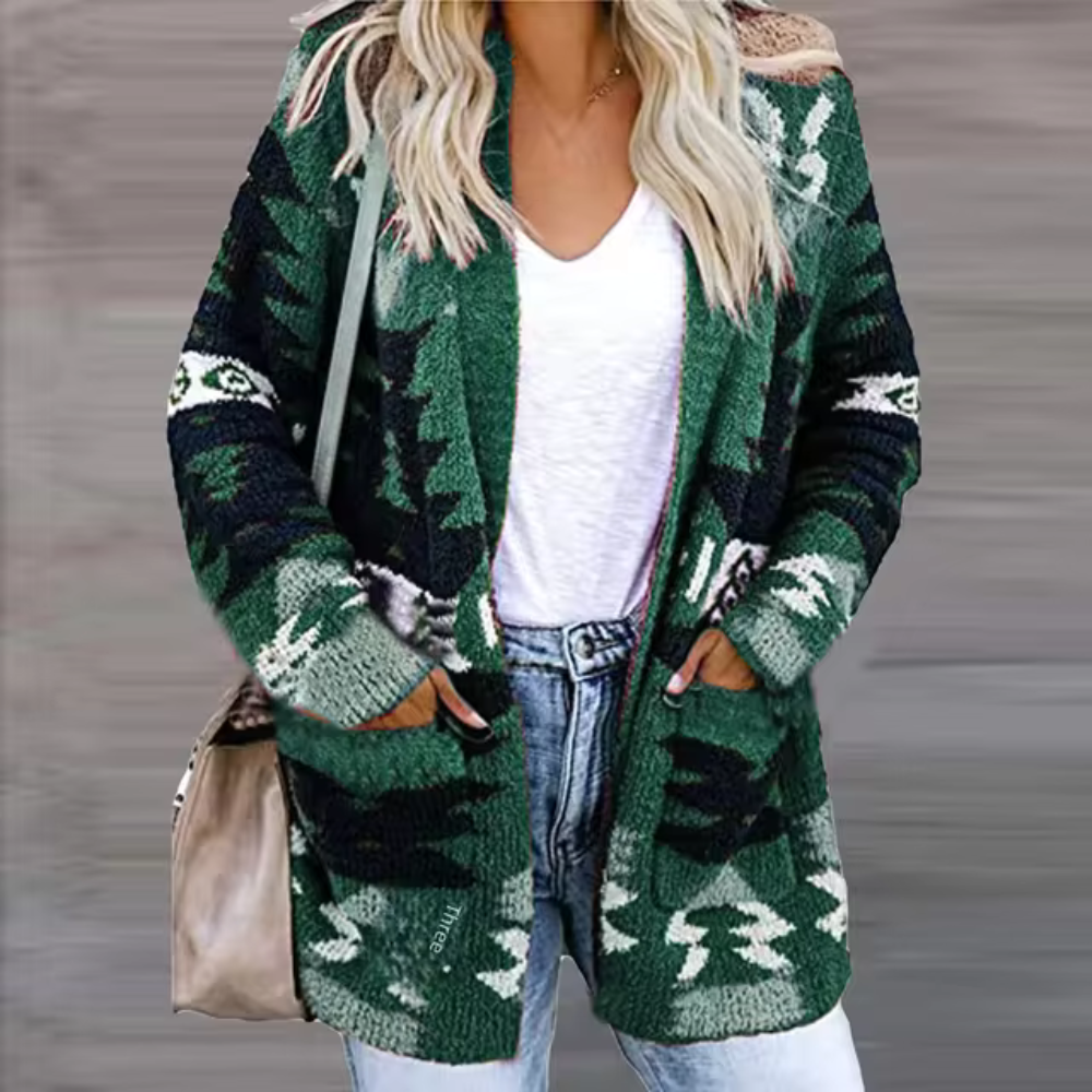 Beata - Comodo cardigan con stampa