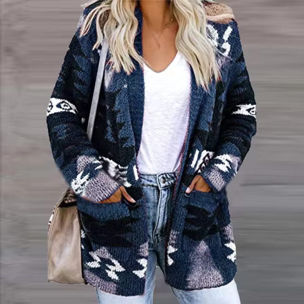 Beata - Comodo cardigan con stampa