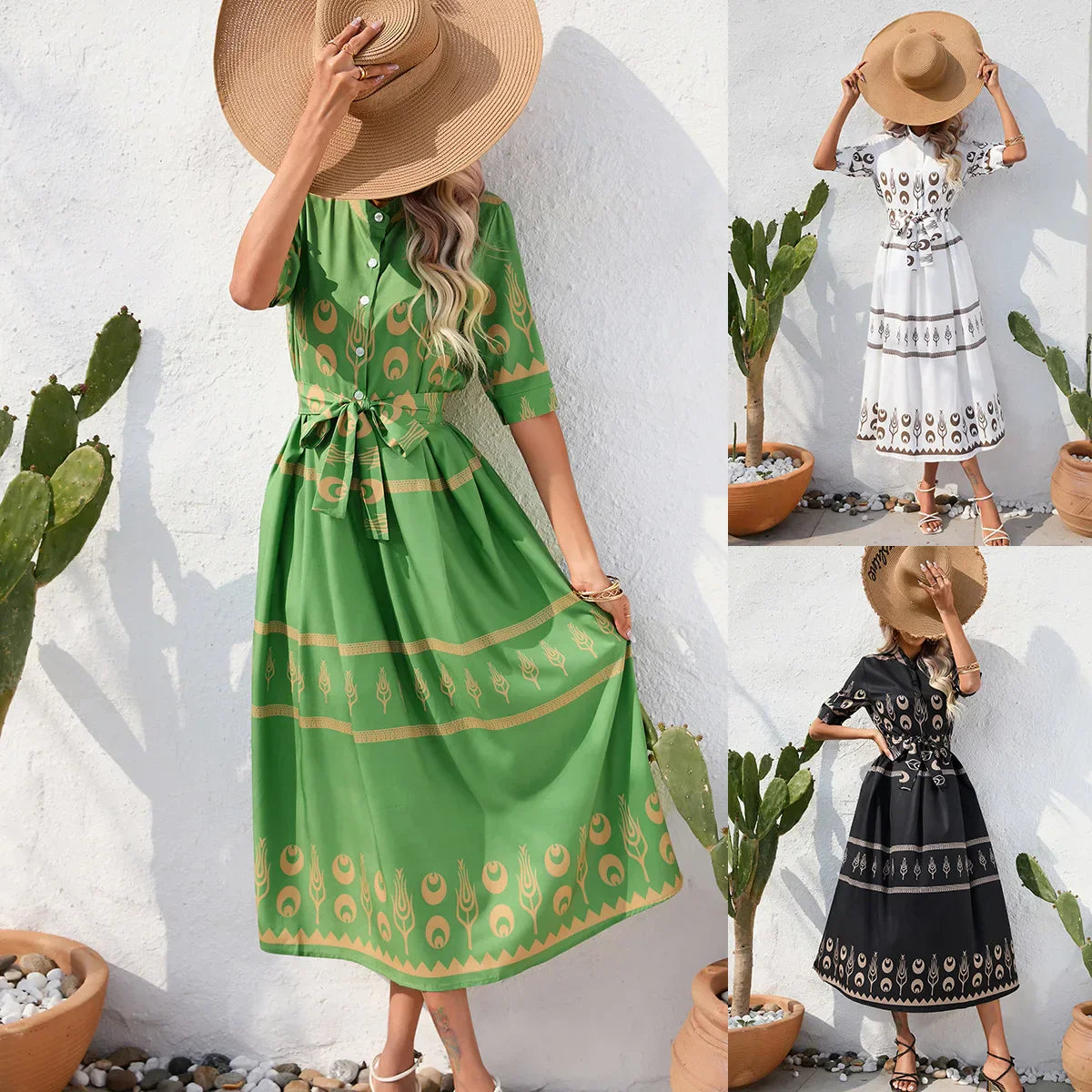 Carin - Abito elegante con cintura in tessuto