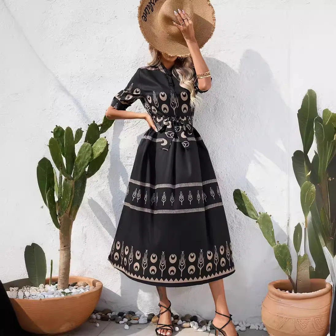 Carin - Abito elegante con cintura in tessuto