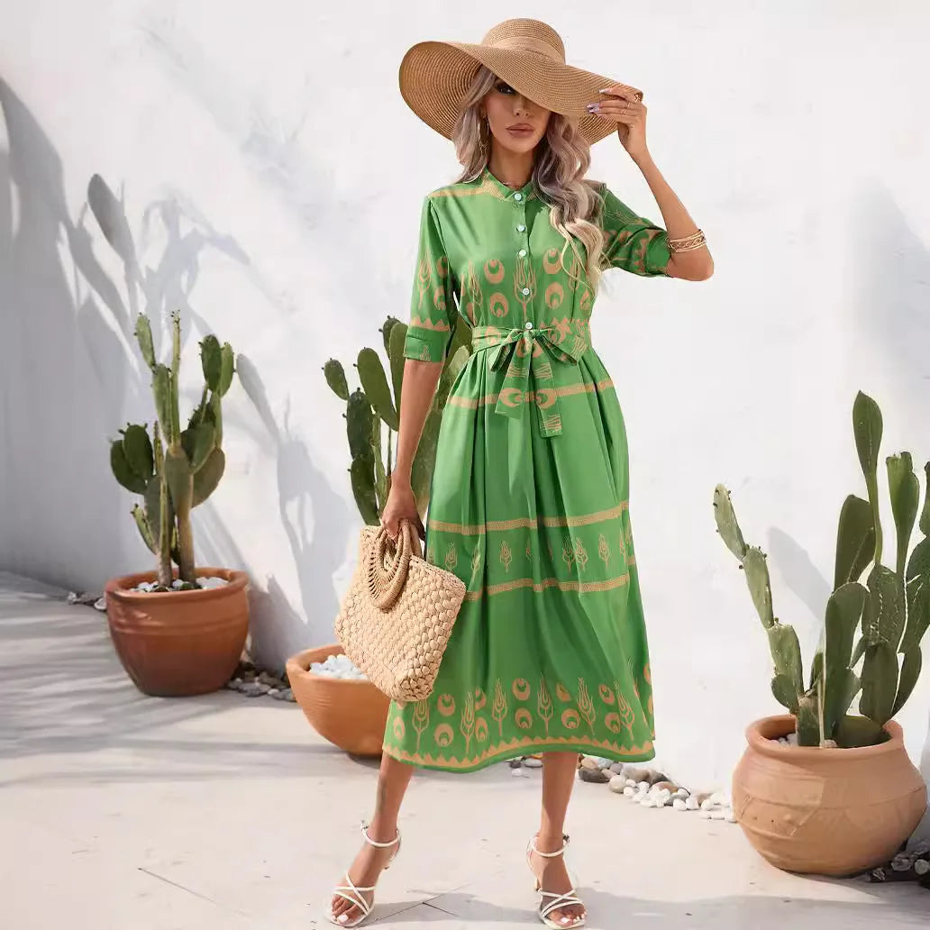 Carin - Abito elegante con cintura in tessuto