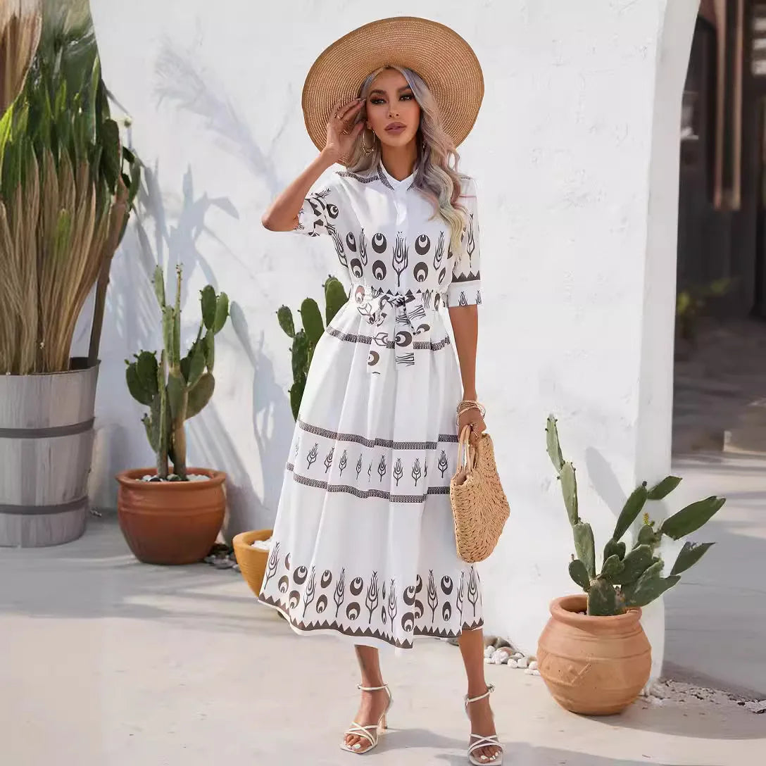 Carin - Abito elegante con cintura in tessuto