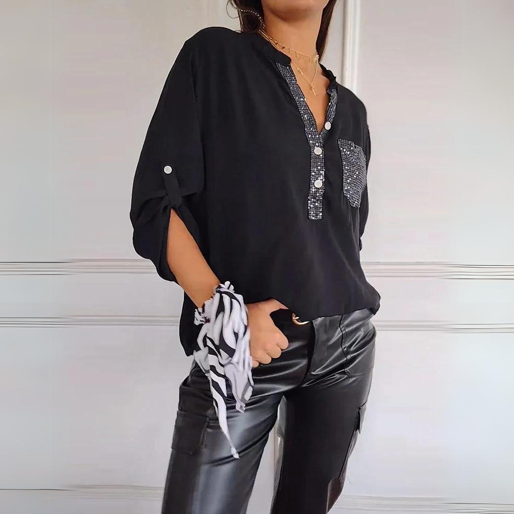 Carina - Top classico in paillettes