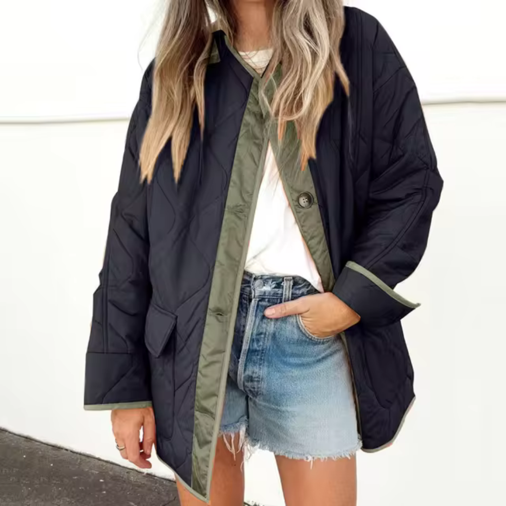 Carlotta - Giacca calda casual con cappuccio a doppia toppa