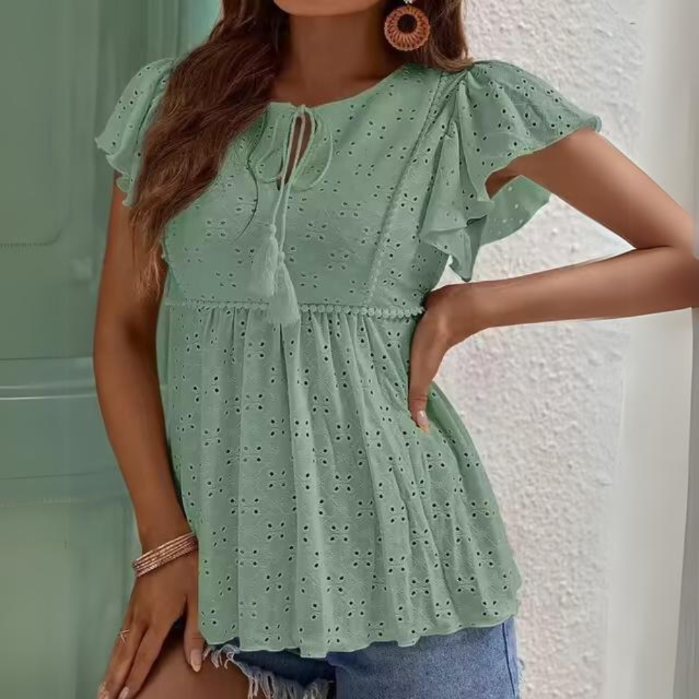 Chantal - Elegante top ricamato con nappe