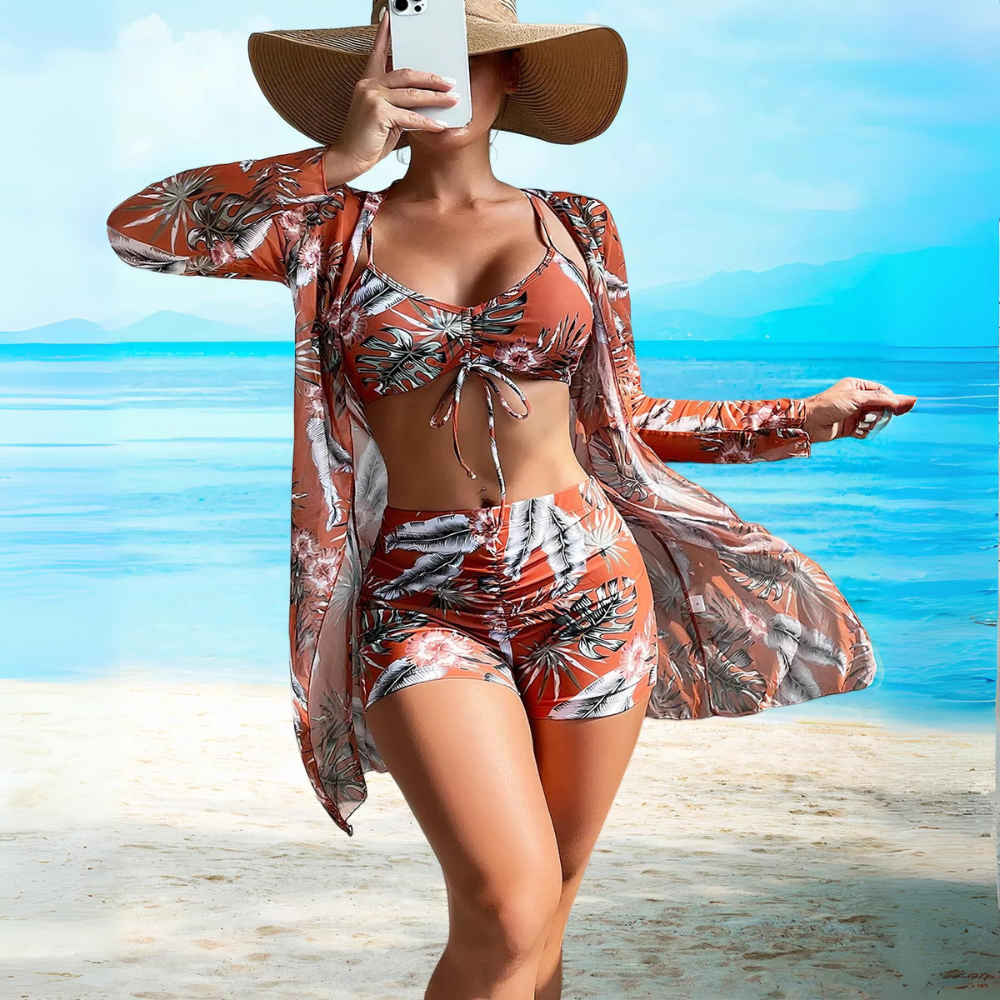 Cleo - Set bikini a vita alta con copricostume