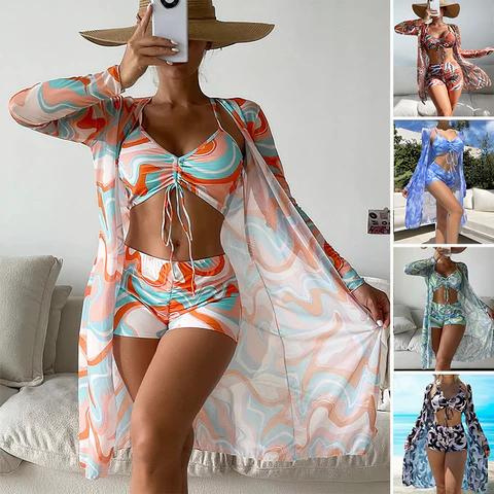 Cleo - Set bikini a vita alta con copricostume