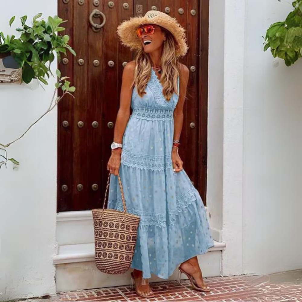 Leah - Abito elegante in chiffon con ricamo
