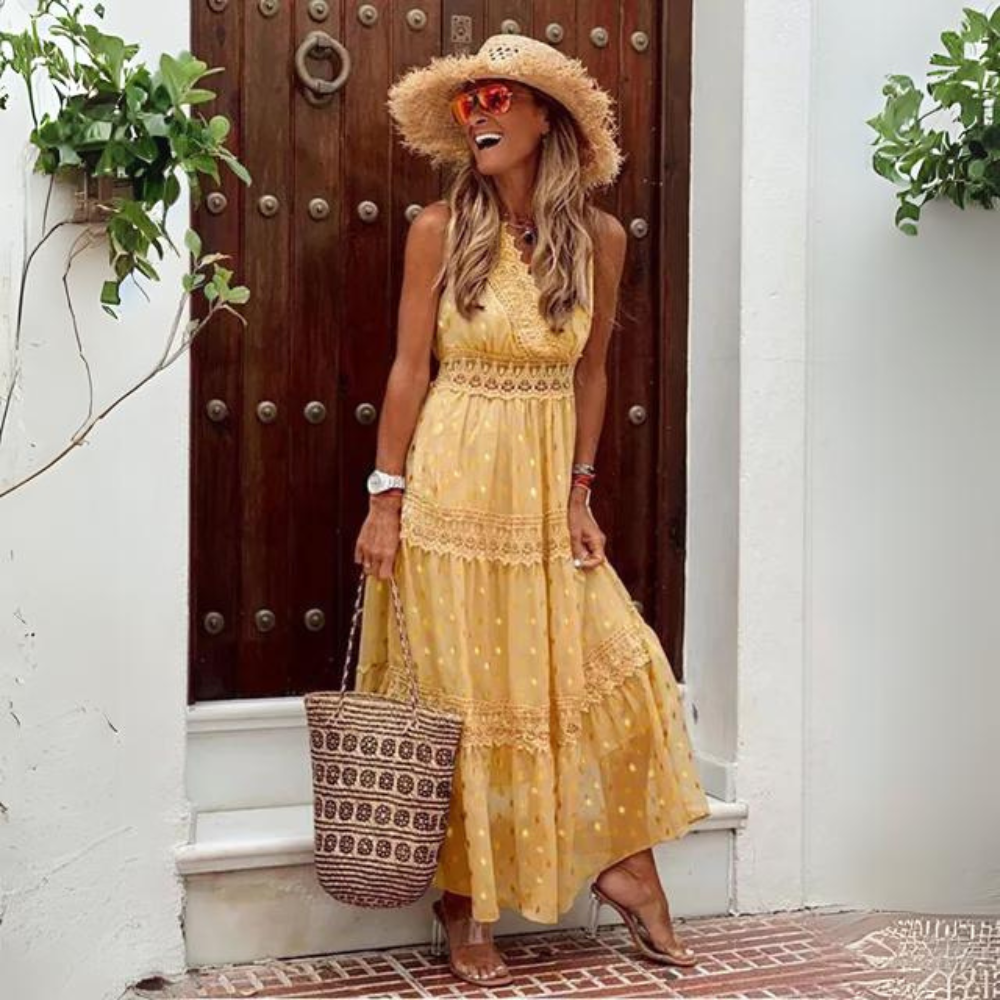 Leah - Abito elegante in chiffon con ricamo