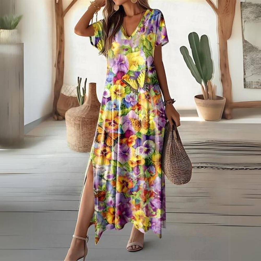 Romane - Elegante abito floreale colorato