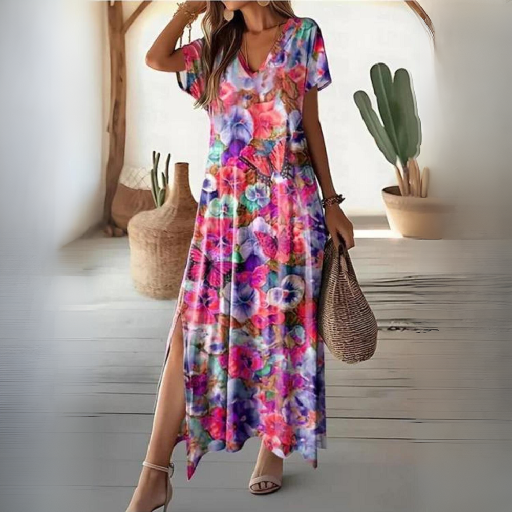 Romane - Elegante abito floreale colorato