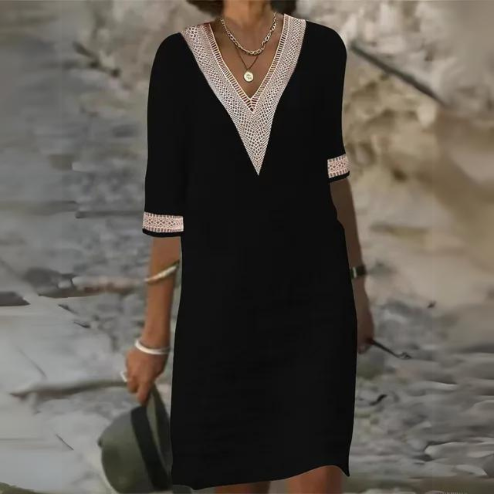 Sidonie - Elegante abito vintage con scollo a V