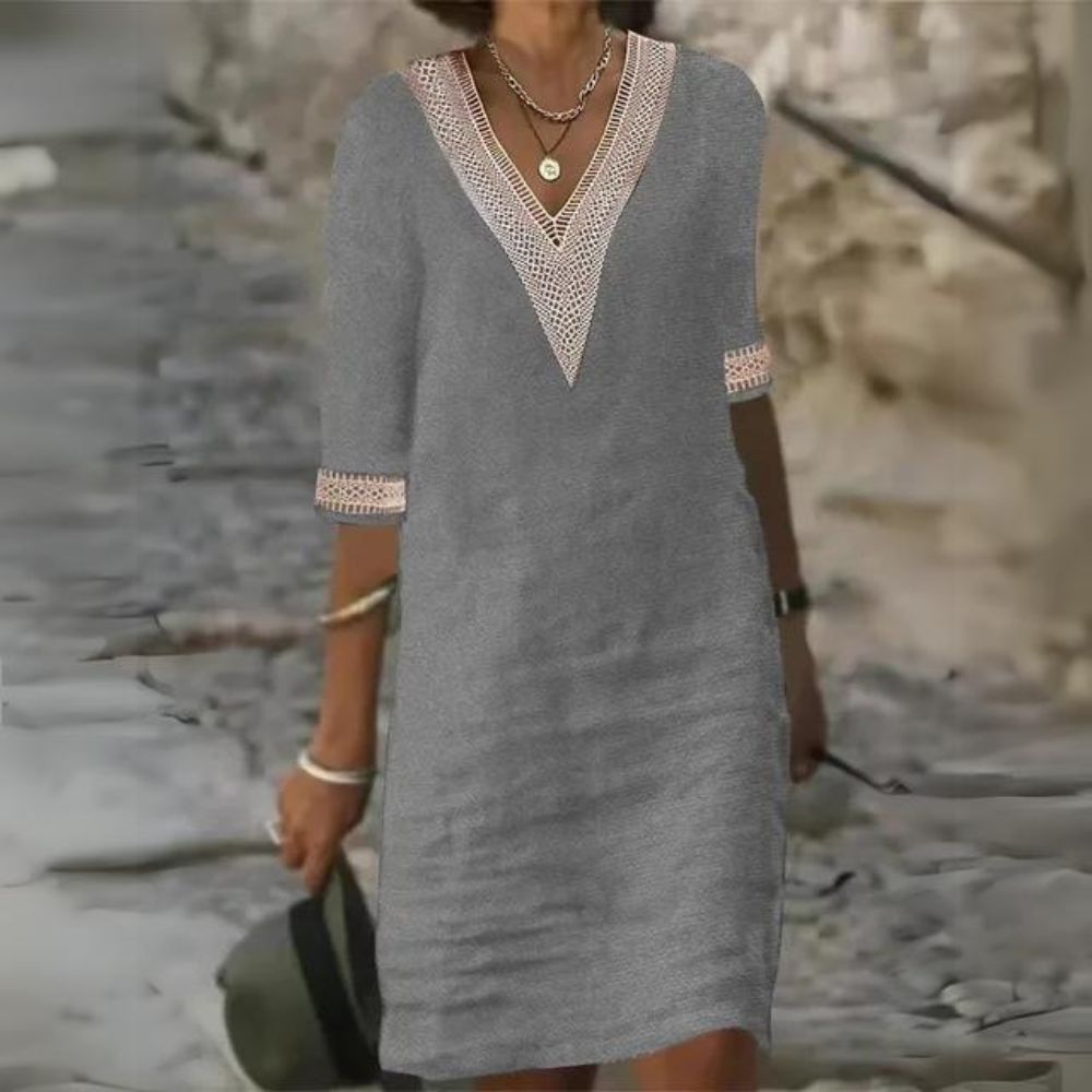 Sidonie - Elegante abito vintage con scollo a V