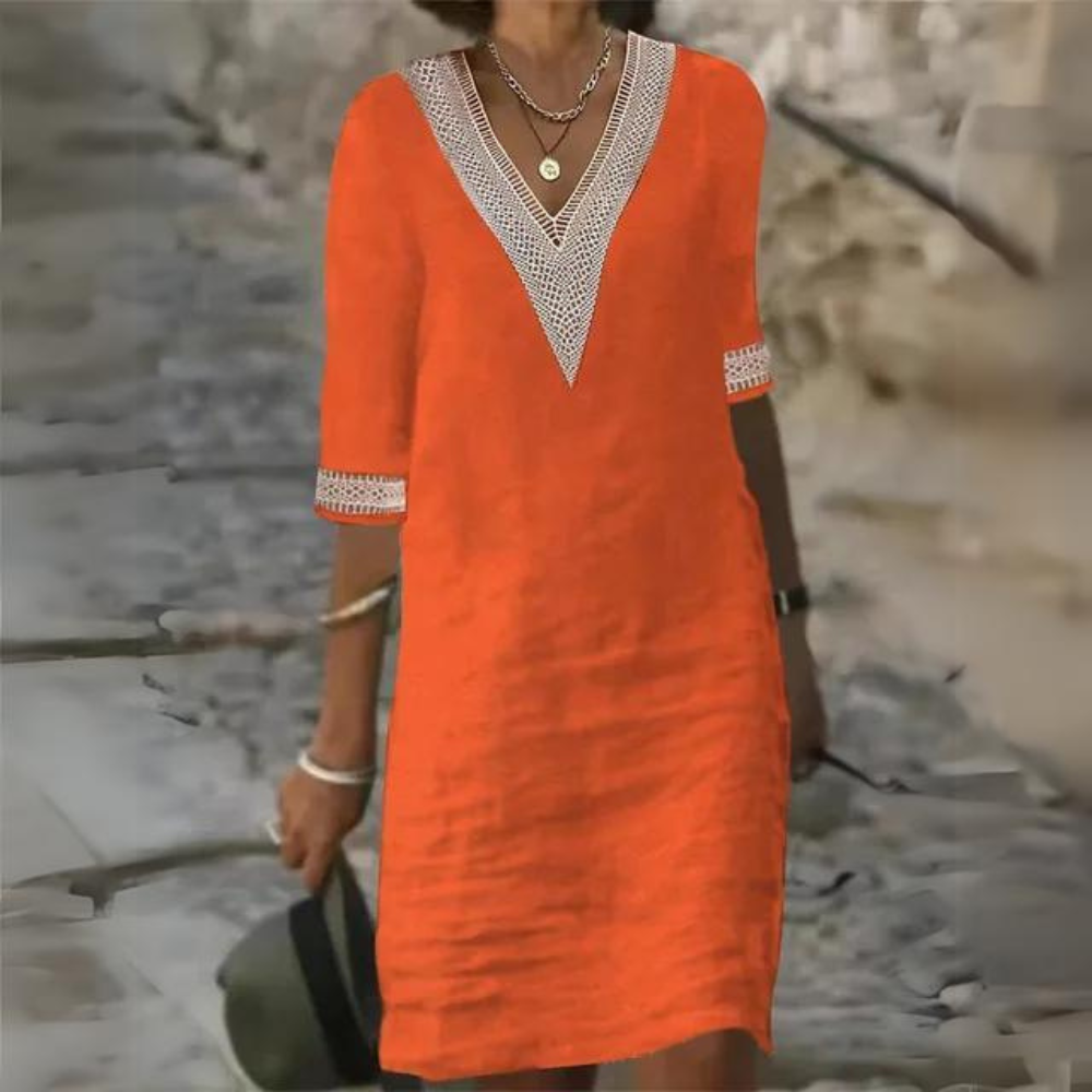 Sidonie - Elegante abito vintage con scollo a V