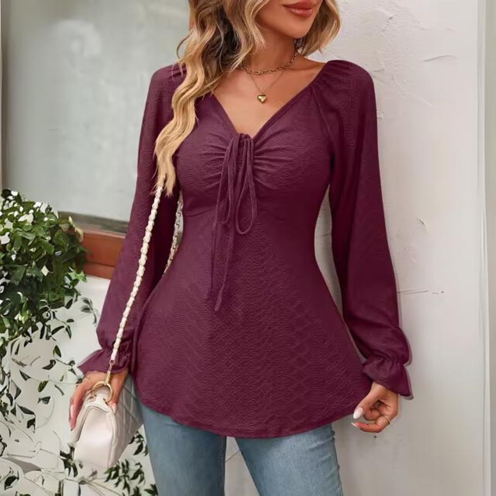 Filomena - Elegante blusa strutturata con ruches