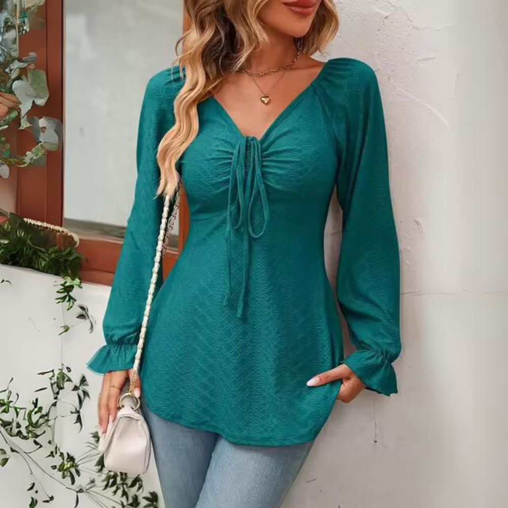 Filomena - Elegante blusa strutturata con ruches