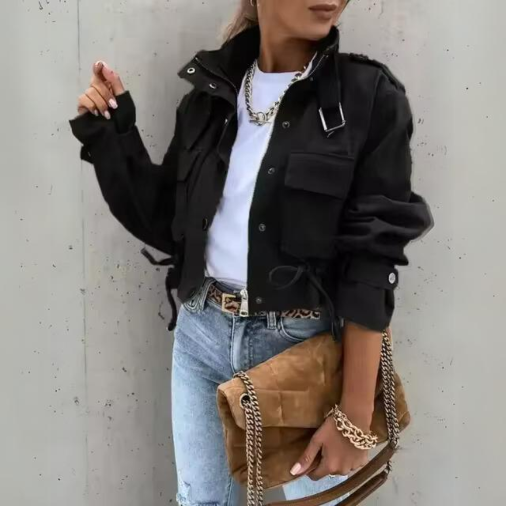 Hortense - Elegante giacca stretta con collo a cappuccio