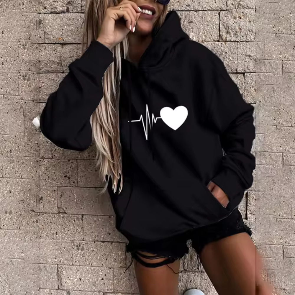 Jelena - Felpa casual con cappuccio e stampa
