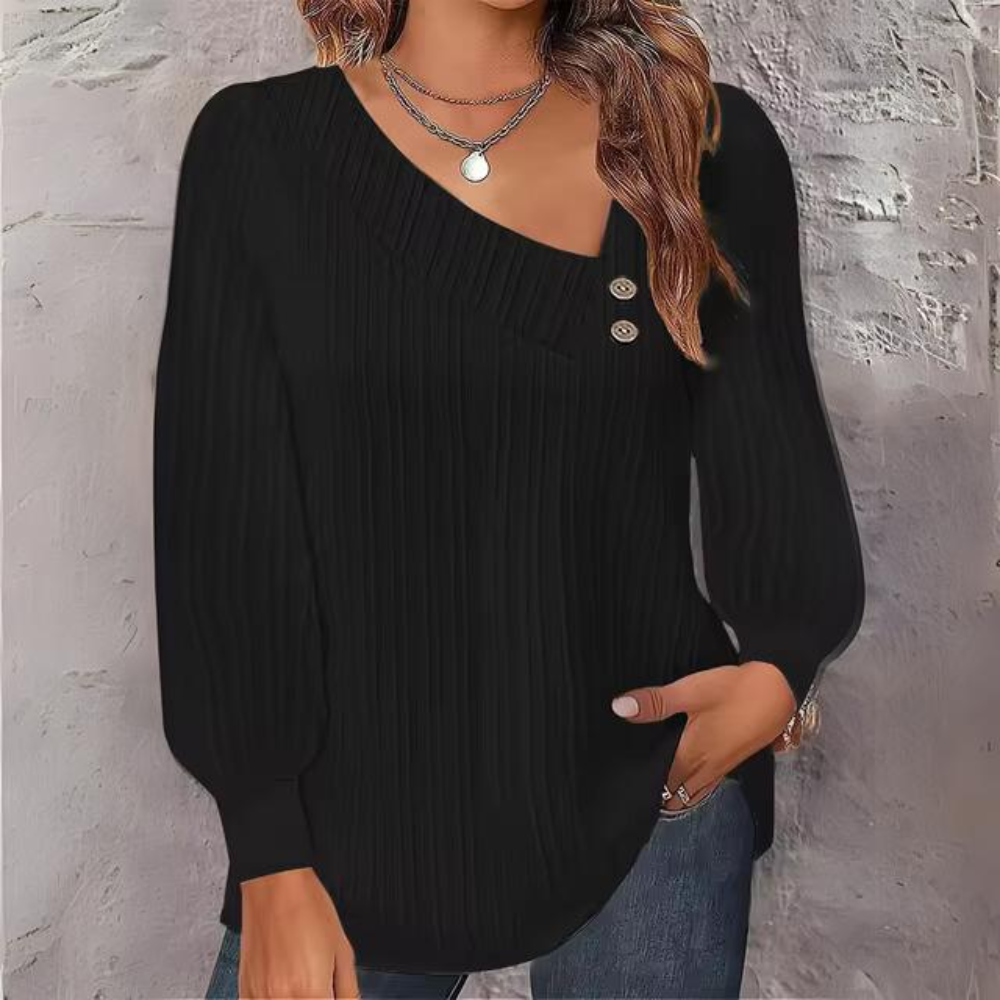 Maja - Manica lunga con colletto obliquo casual