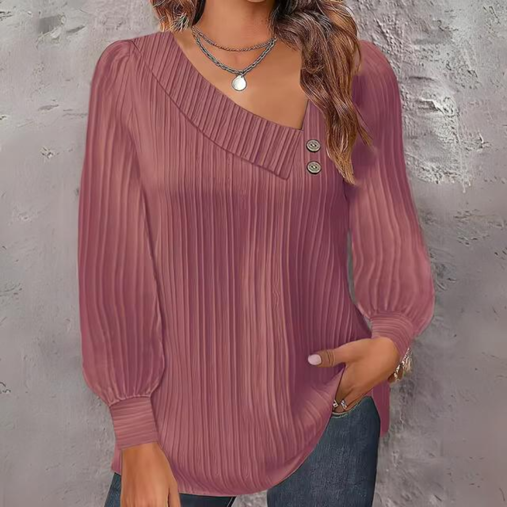 Maja - Manica lunga con colletto obliquo casual