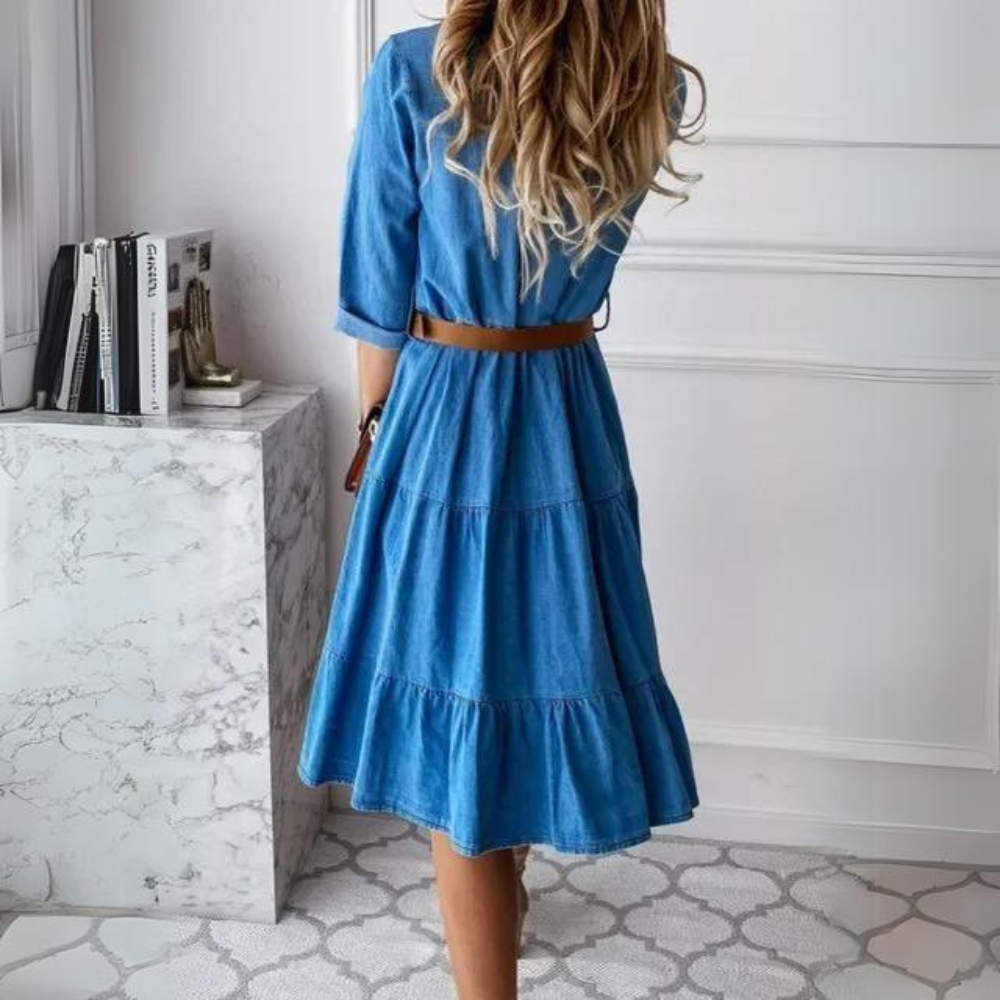 Fanny - Abito elegante in denim con cintura