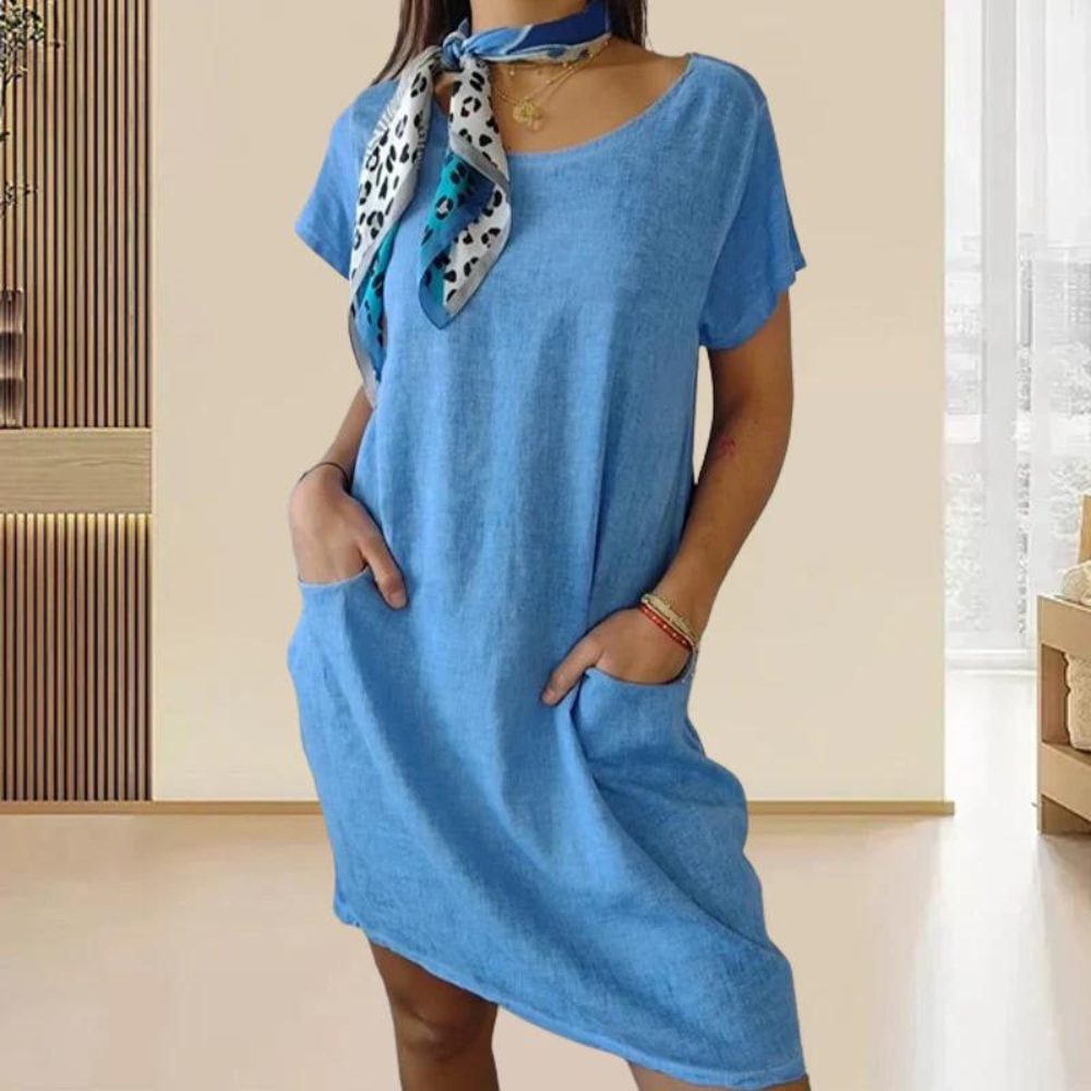 Nyah - Abito elegante da donna con scollo rotondo