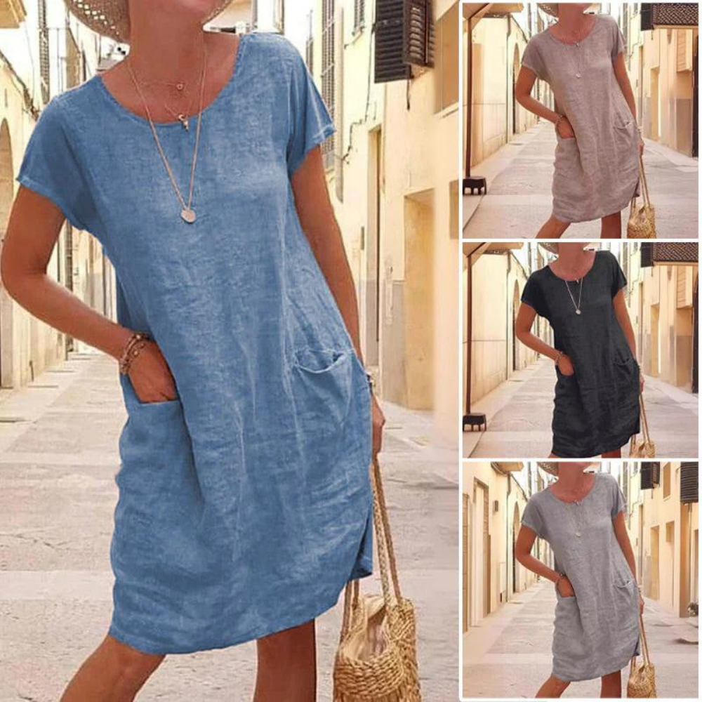 Nyah - Abito elegante da donna con scollo rotondo