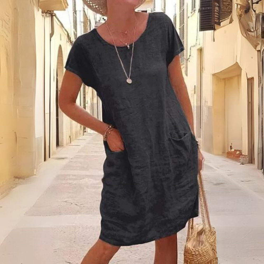 Nyah - Abito elegante da donna con scollo rotondo