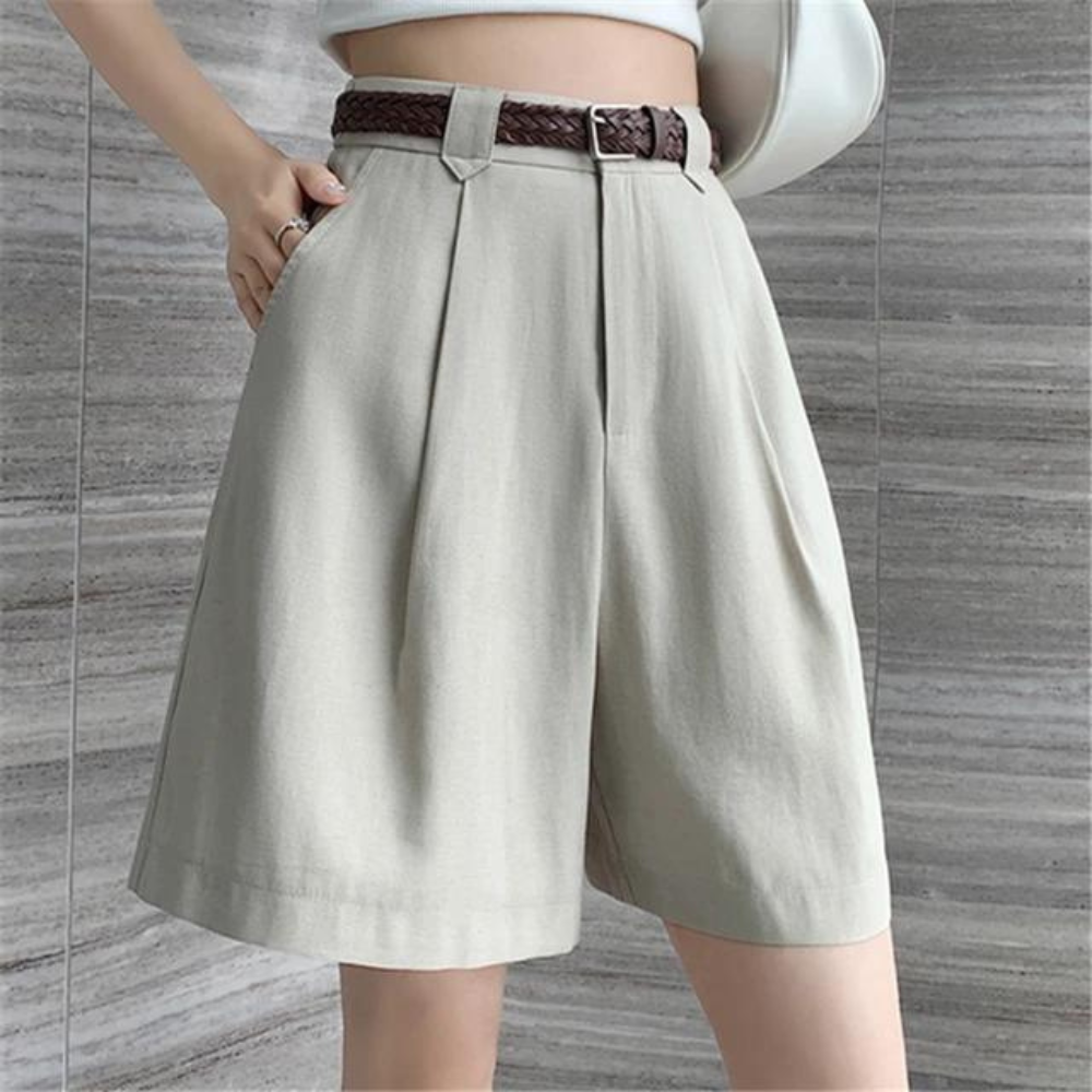 Riley - Pantaloncini da donna in cotone e lino