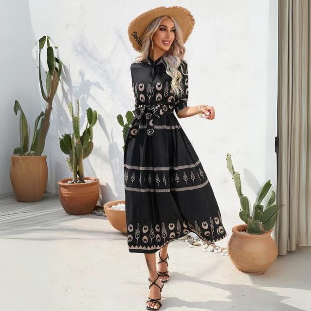 Carin - Abito elegante con cintura in tessuto