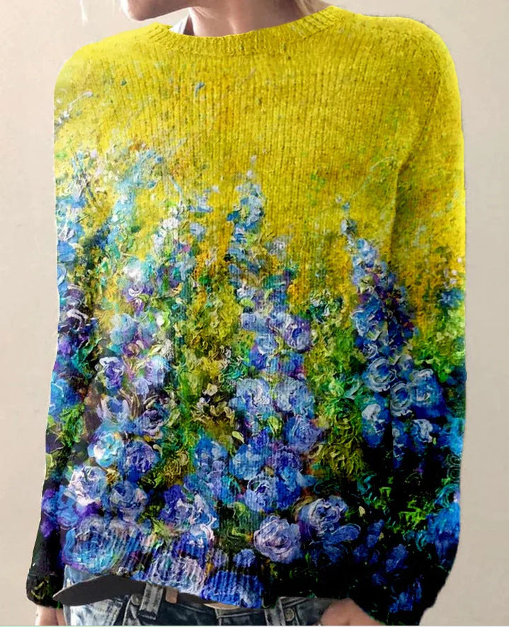 Sophie - Maglione da donna in lana con stampa floreale