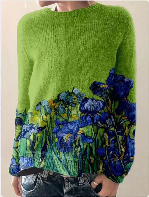 Sophie - Maglione da donna in lana con stampa floreale