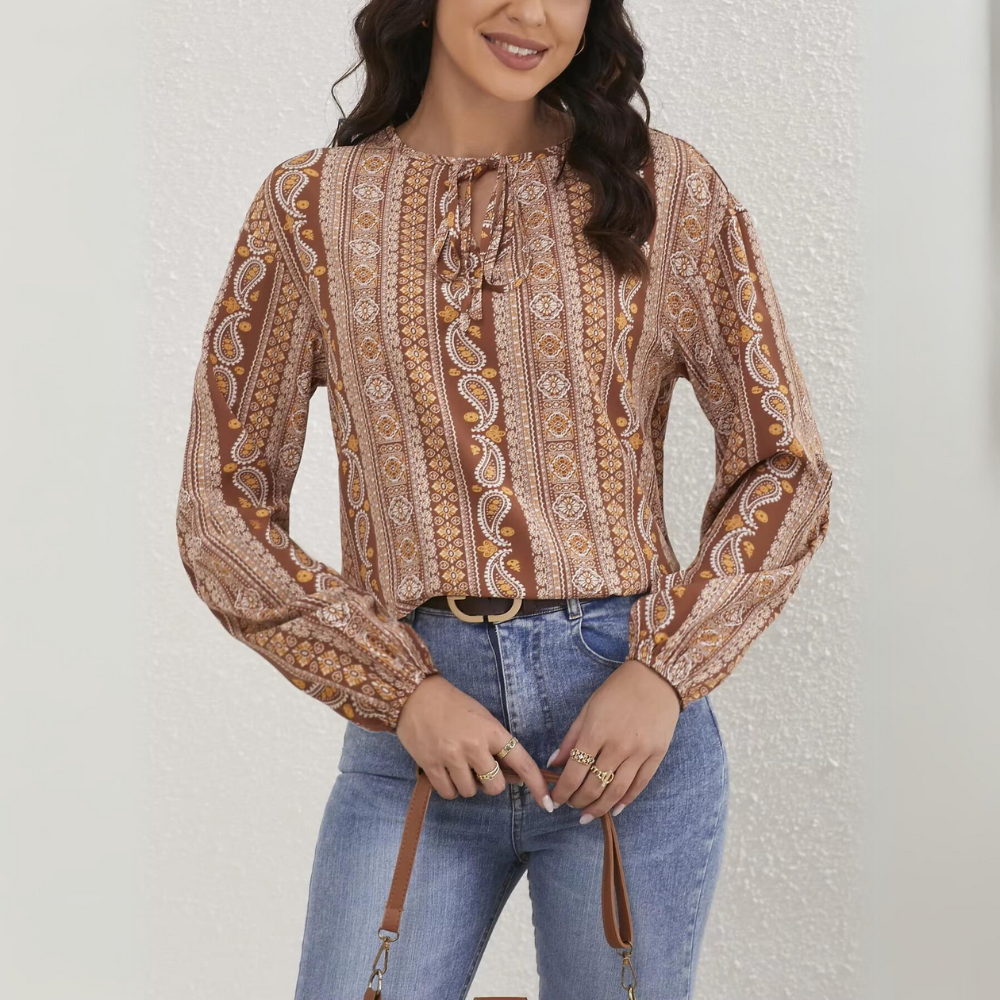 Pia - Camicetta da donna casual legata