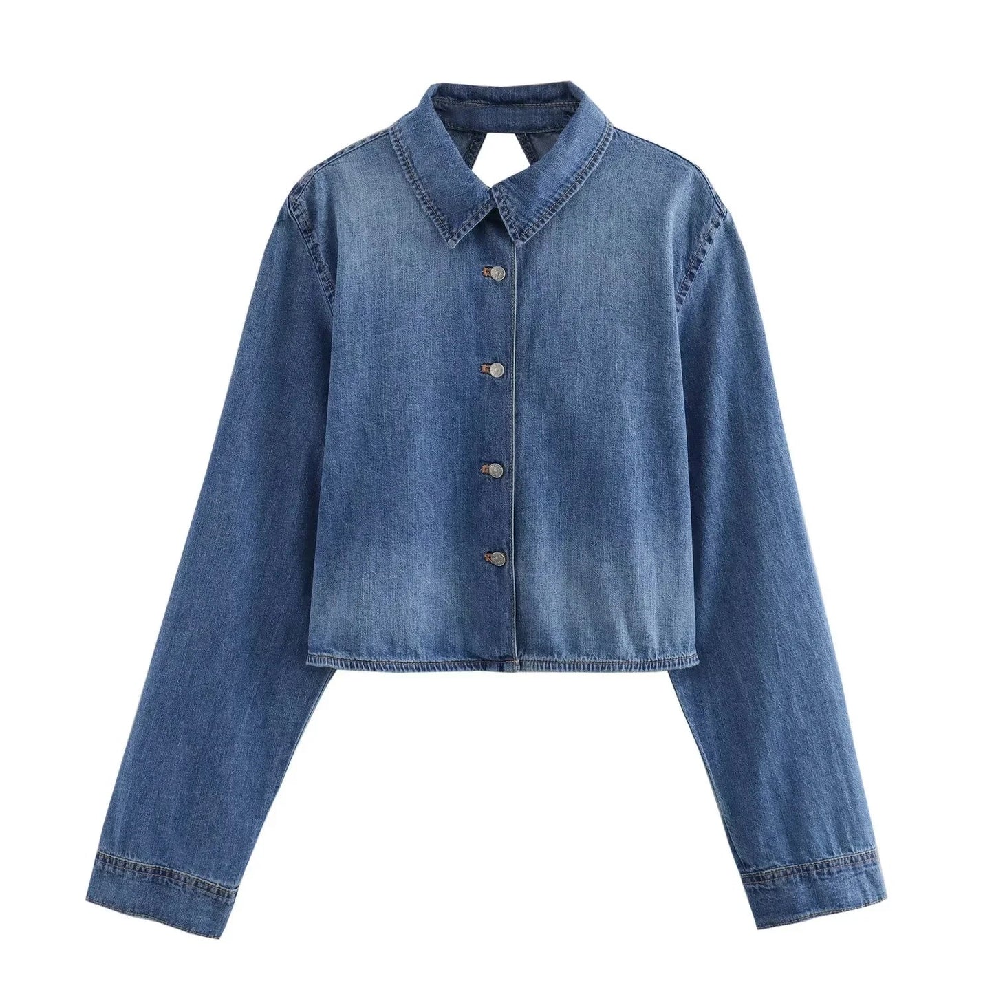 Luana - Giacca in denim - Modello aperto sul retro