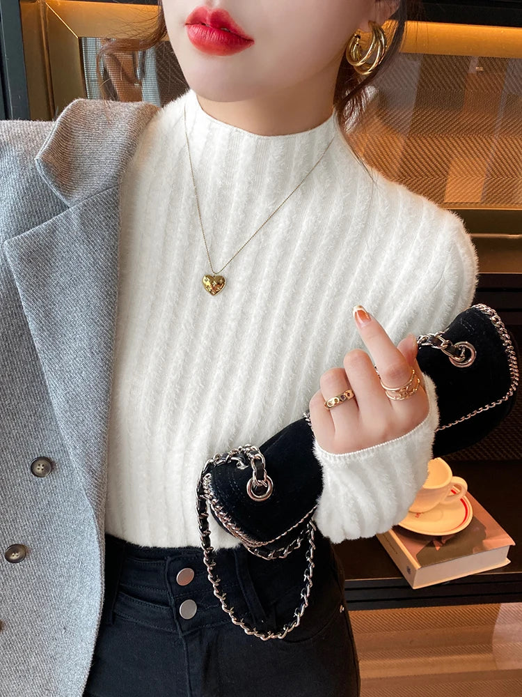 Thessaly - Maglia da donna con collo a dolcevita Spessa e calda
