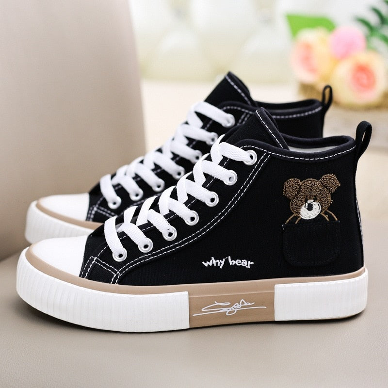 Scarpe casual in pizzo Nero Bianco Orso
